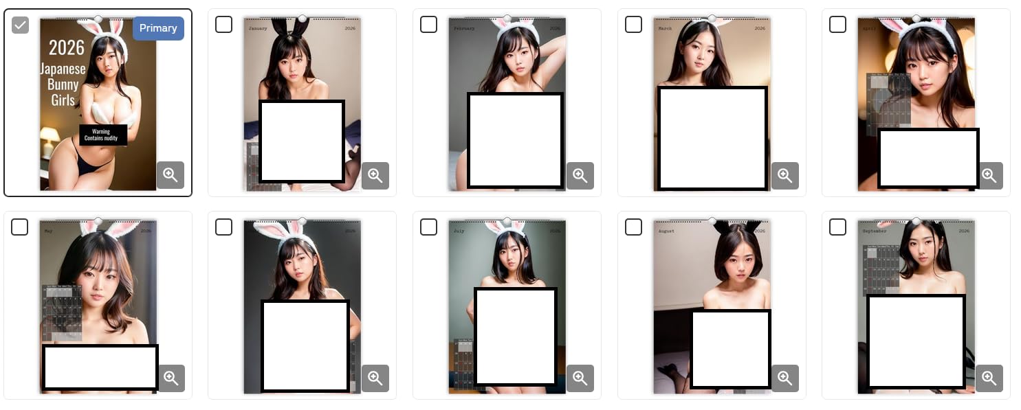 Calendrier 2026 pour adultes, lapin japonais, nude