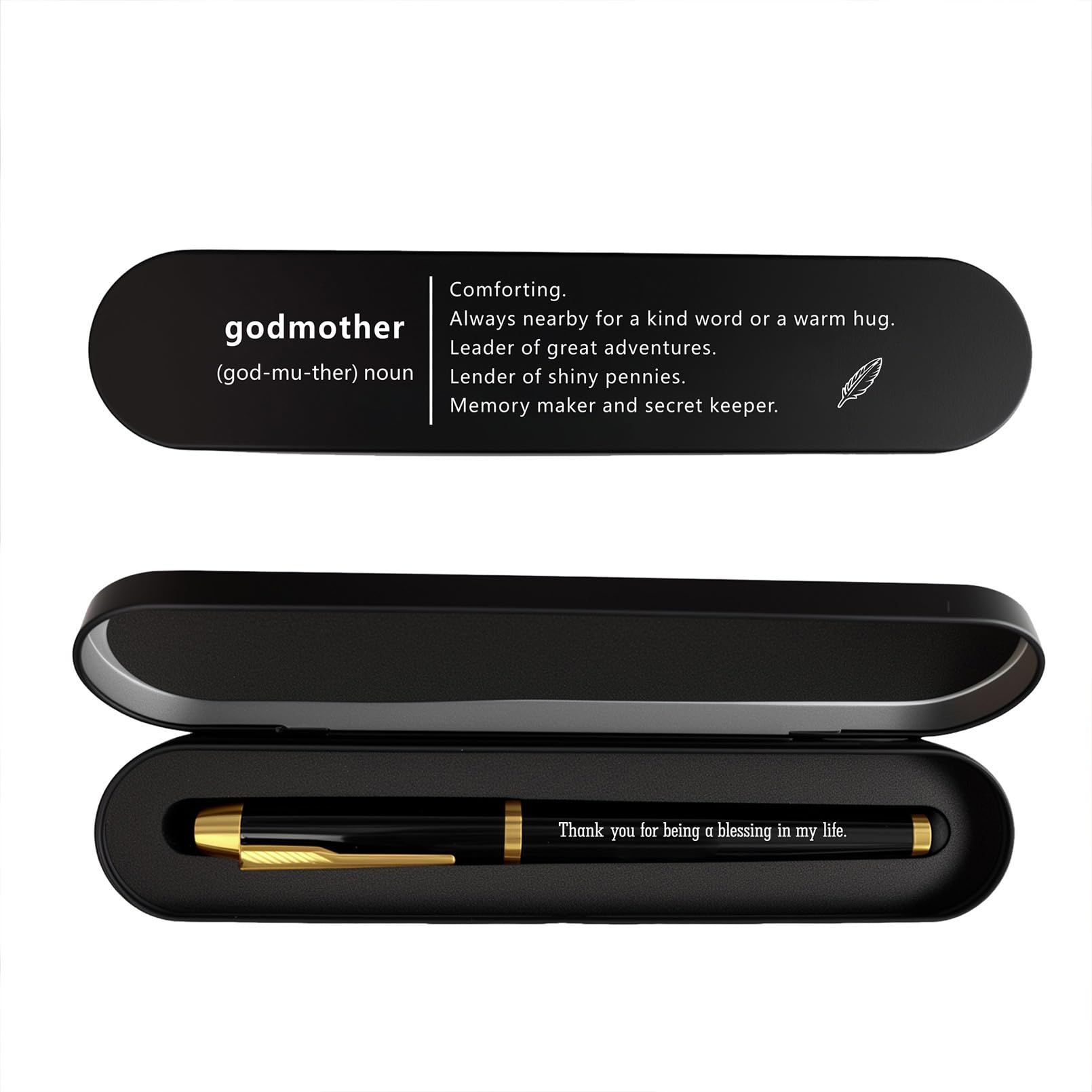 iyaone Godmother Gift Pen - Godmother Pen with Box, Meaningful Thank You Present for Baptism, Mothers Day, Christmas from Goddaughter Godson