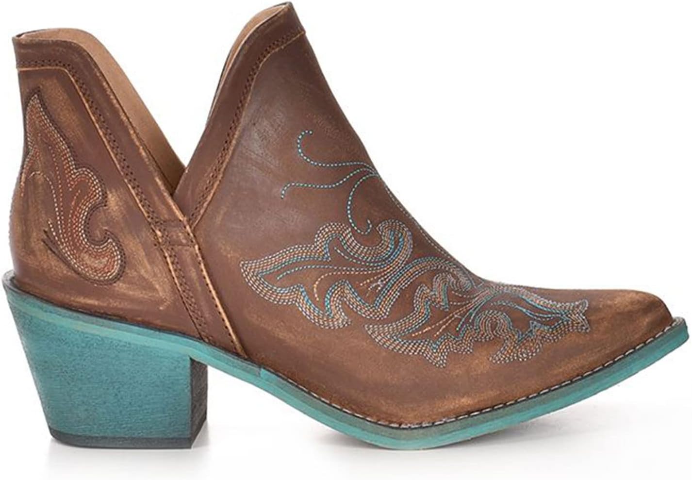 CORRAL BOOTS Women's Q0099 Leather Embroidery Snip Toe Western Casual Cowgirl Shoes