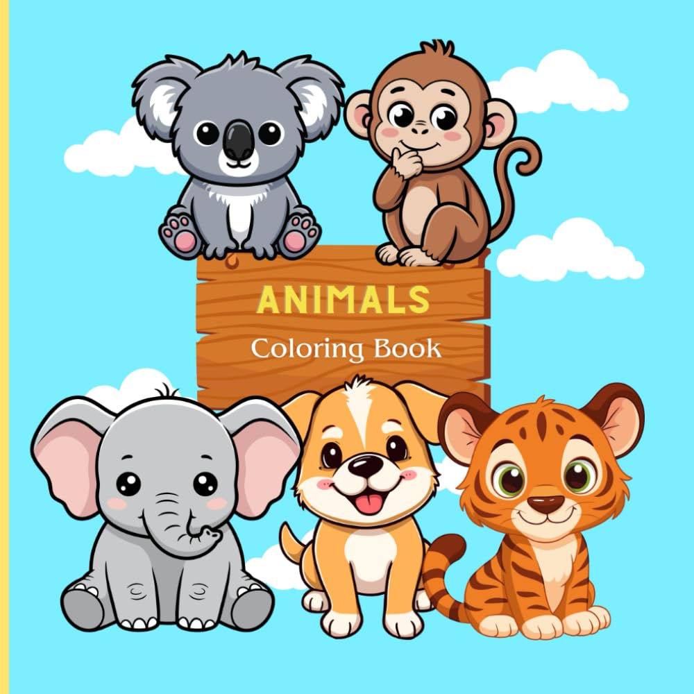 Animals Coloring Book: Educational animal coloring book for children aged 3-5