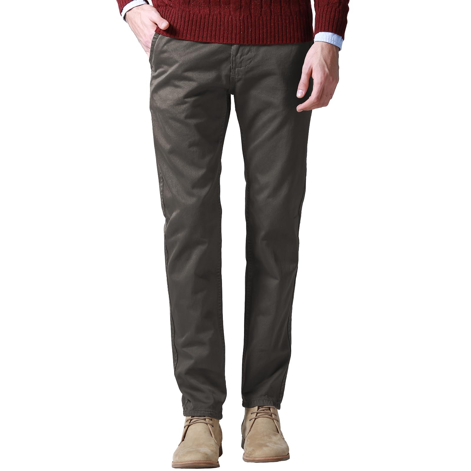 Match Mens Slim Tapered Flat Front Casual Pants