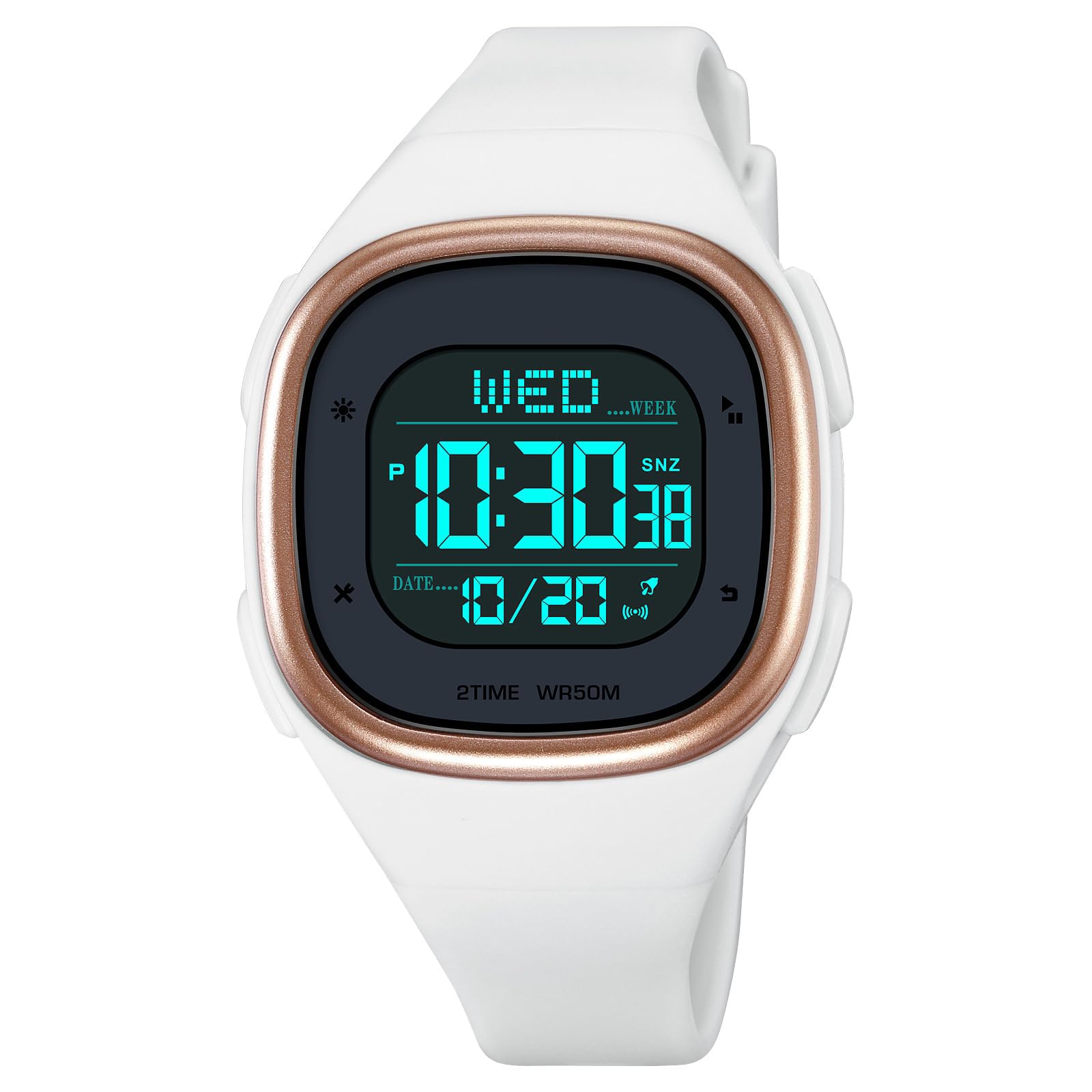 Digital Watch for Unisex, Multifunction Sport Watch Square LED Digital Watch with Dual Time Stopwatch Date, Minimalist Square Digital Watch Waterproof WristWatch 50M Waterproof EL Light