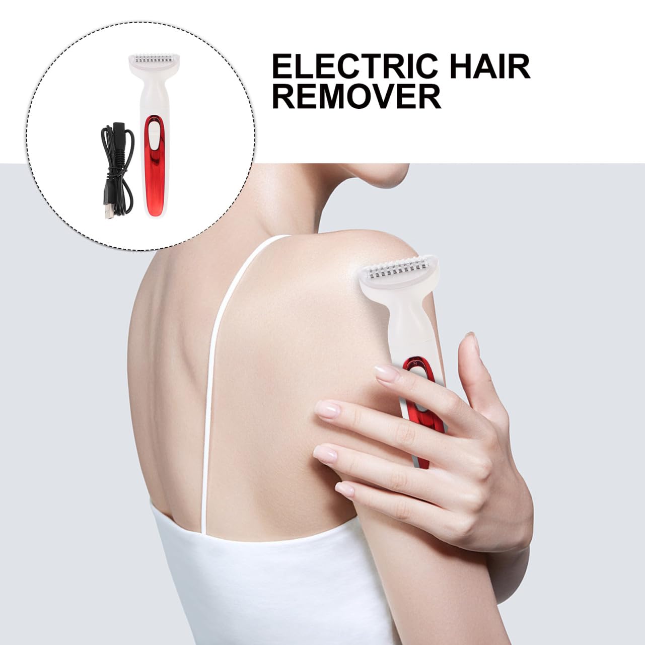 Depilatore Elettrico Corpo USB Ricaricabile per Uomo e Donna | Abs Rosso, Portatile per Casa e Viaggio, Rimozione Peli per Ascelle e Gambe