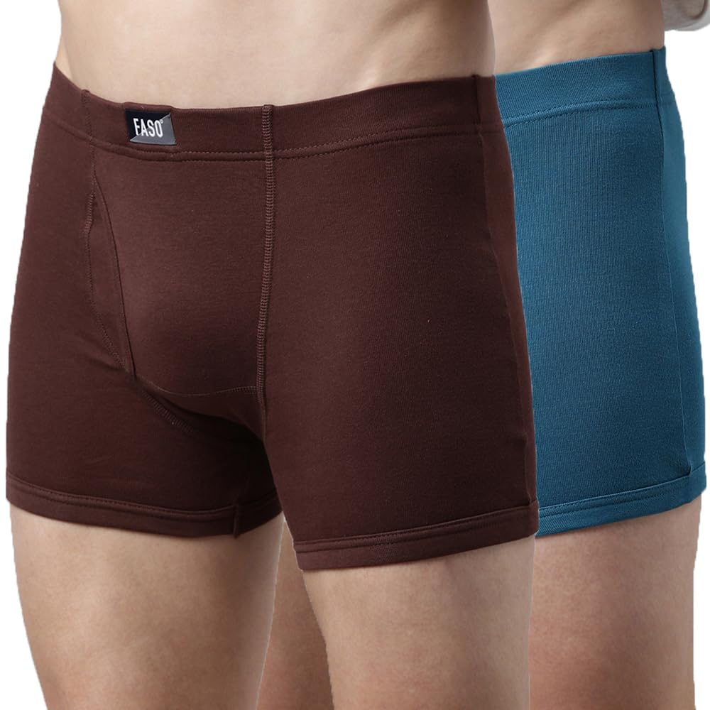 f a s o Super 100% Cotton Trunk Pack of 2, Premium Men's Underwear, Soft Stretch Fabric Innerwear, Support, Boxer Briefs for Men, Assorted-picture-40