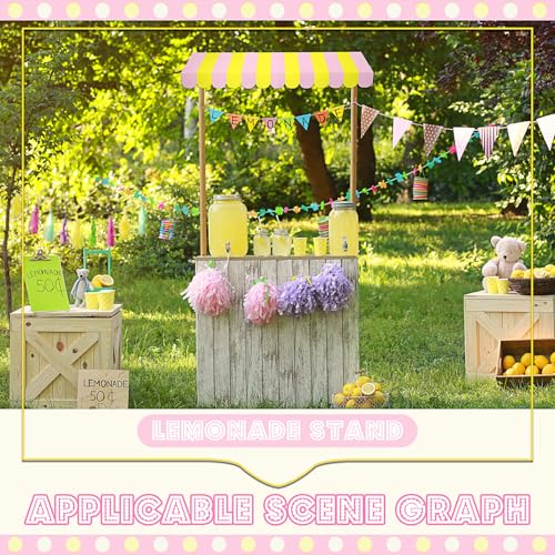 Image of Boao 4 Pcs 3D Cardboard Awning Decor,Pink and Yellow,Striped Style