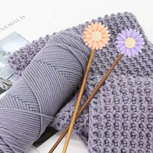 Miniatura 4 de 12 protectores de punto para agujas de tejer, bonitos protectores de puntos de aguja de margaritas y hojas, tapones de punto de punto para agujas de