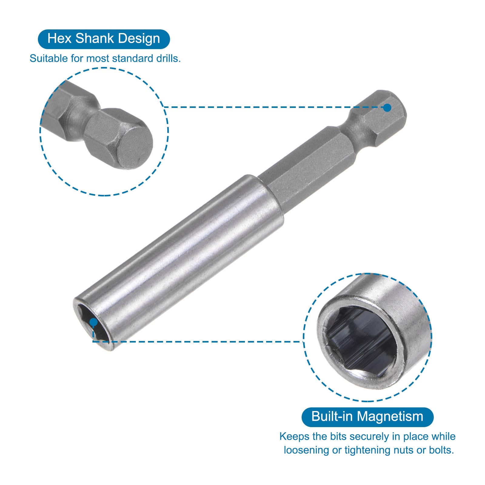 QUARKZMAN 150mm/6" Prolunga Magnetica Portapunte 1/4" Esagonale Gambo Vite Portapunte Cambio Rapido per Trapani Presa Adattatori Automobili Manutenzione Casa Utilizzo Fai da Te