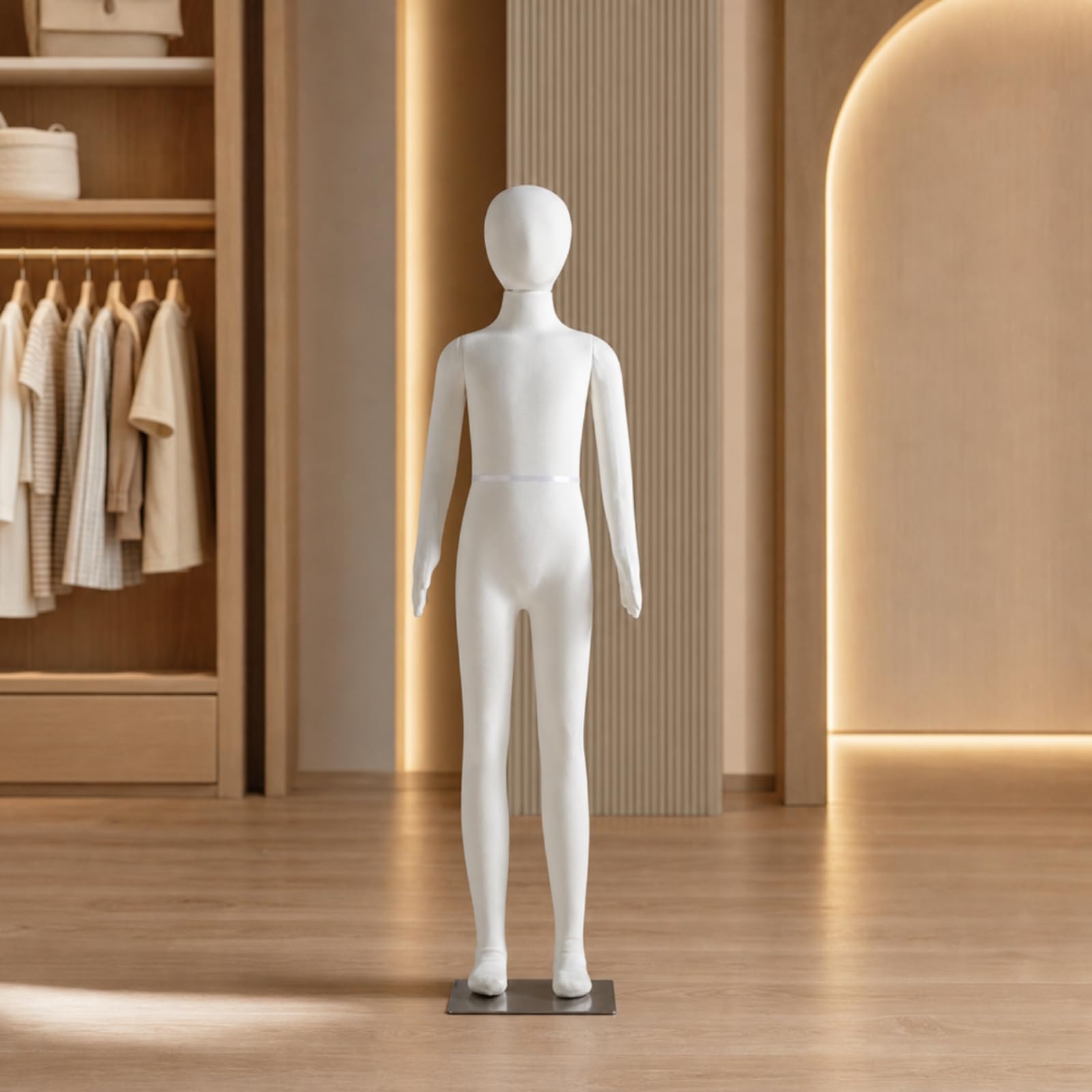 harayaa Kinder Schaufensterpuppe Kinderfigur Schaukörper Anziehpuppe Büste Stoffbezogene Kinder Dressform mit Gepolstertem Kern , 134cm , 10-Jähriges Stehendes Modell Mit Sockel