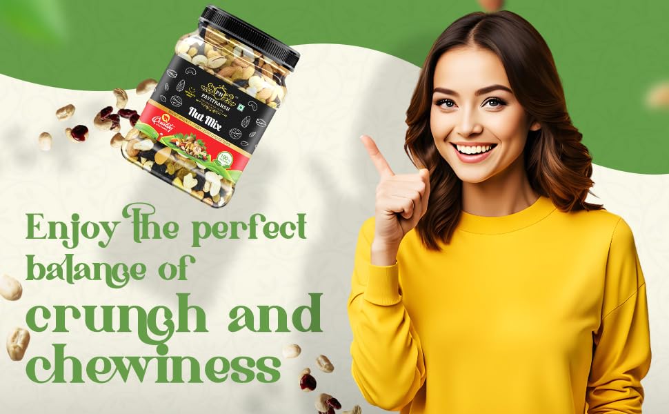 Image of Pavitransh 100% Natural Premium Mix Dry Fruits 500Gm with Almonds | Cashew | Kishmish | Apricot | Black Raisins | Dried Kiwi | Nuts and Dry Fruits 500Gm (Jar pack)