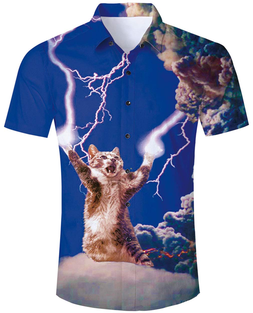 Mens Casual Shirts Funky Colourful Graphic 3D Printed Short Sleeve Hawaiian Shirts Holiday Overshirt S-XL