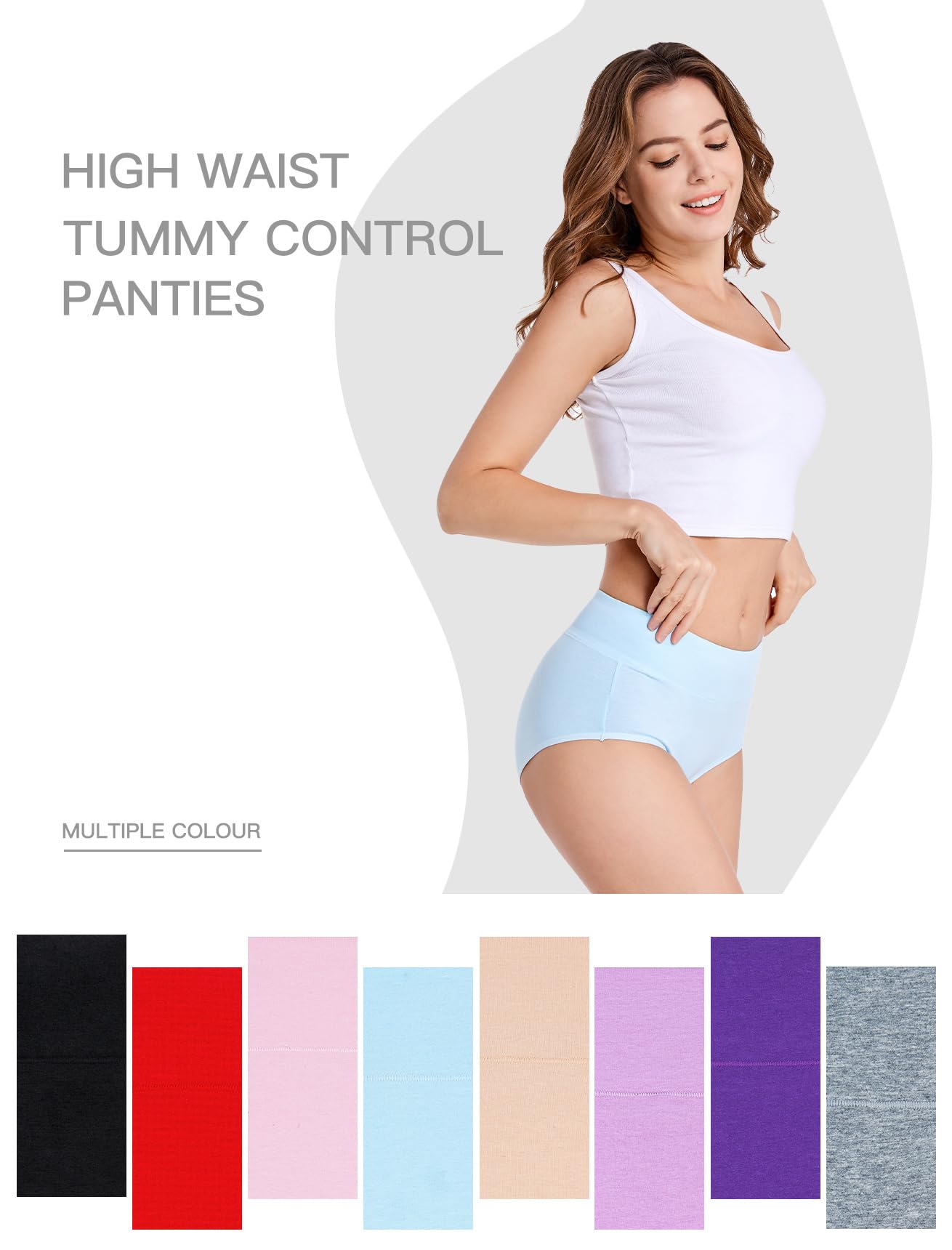 HAVVIS Mutandine da donna in cotone a vita alta per il controllo della pancia in cotone jacquard rosa mutandine da donna multipack