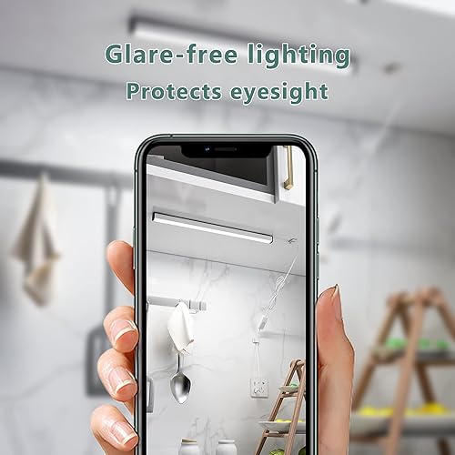 Miniatura 7 de ASOKO Iluminación LED debajo del gabinete, 12 pulgadas, blanco frío, 6000 K, 3 M y montado imán, barra de luz LED con alimentación USB, iluminación