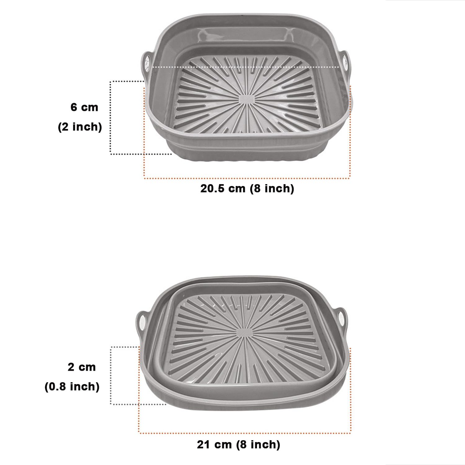 2 Stück Airfryer Silikonformen – Faltbar, Hitzebeständig Bis 230°C, Für Heißluftfritteuse, Ofen & Mikrowelle