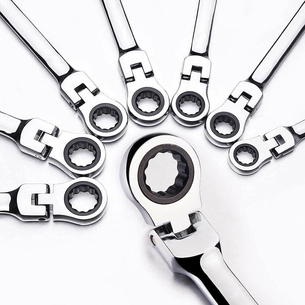 Set di Chiavi a cricchetto Metric 8-22mm Premium Acciaio al Cromo vanadio Testa Flessibile Chiave combinata Chiave Kit di Chiavi Utensile Manuale