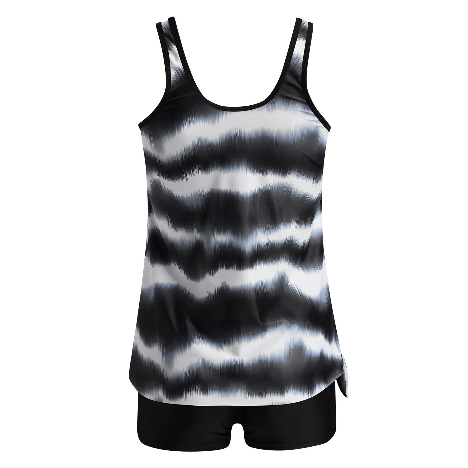 Traje de baño tankini para mujer, traje de baño con pantalones cortos para mujer, talla grande, traje de baño estampado floral de dos piezas, traje de baño 50 + bikinis parte superior con volantes y