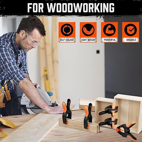 Miniatura 8 de HORUSDY Paquete de 4 abrazaderas de resorte resistentes, abrazaderas de plástico grandes de 7 pulgadas para manualidades con apertura de mandíbula