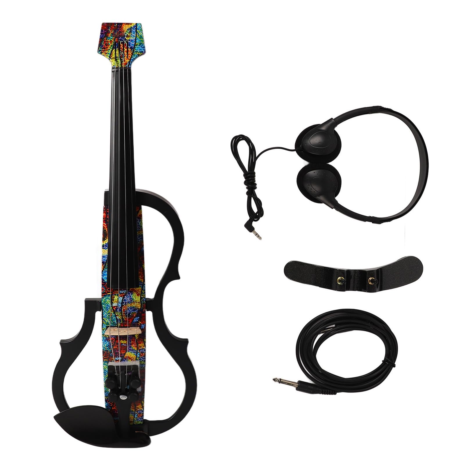 Drfeify Violino Elettrico Senza Testa, Corpo in Fibra di Carbonio, Violino Elettrico Silenzioso con Bordo in ABS, Pickup DV 10B, per Musicisti Che Praticano e Suonano, con Amplificatore per Cuffie e