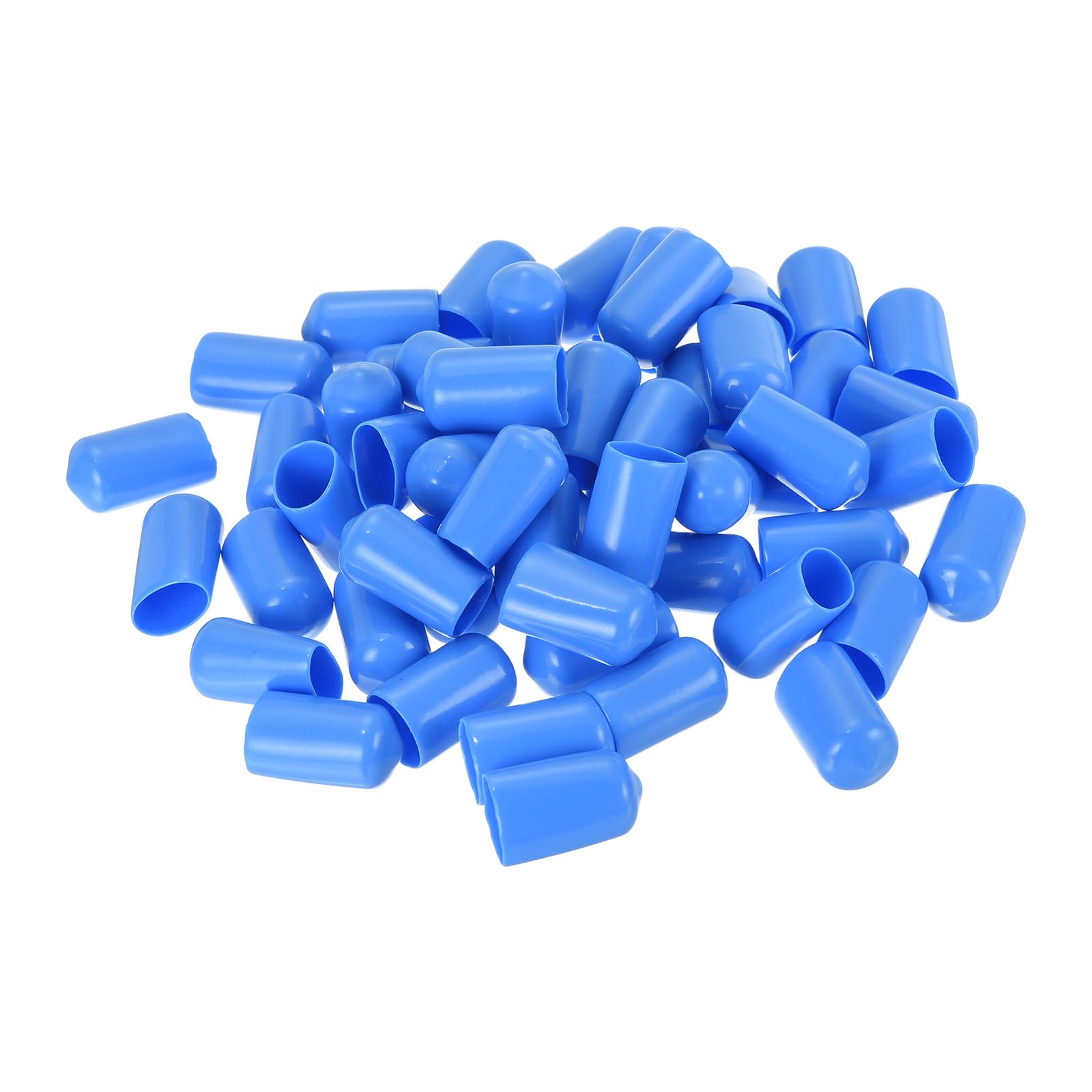 uxcell 100pcs Rubber End Caps 12mm ID Vinyl Round Tube Bolt Cap Cover Screw Thread Protectors Light Blue