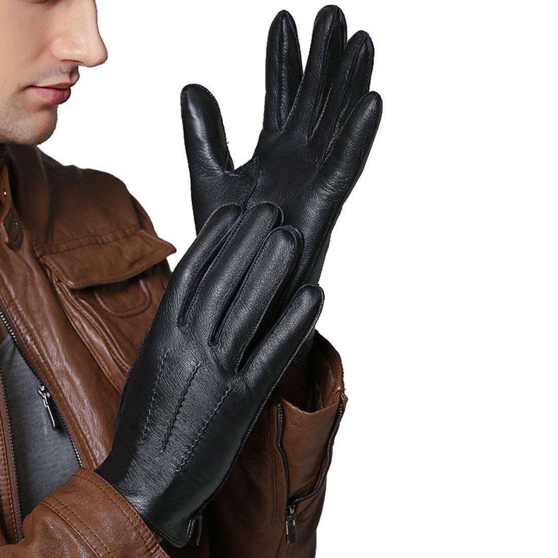 Unisex-Adult Mittens Męskie Zimowe Rękawiczki Ciepła Podszewka) Skórzane Rękawiczki (Modern Casual)/Colour/Xl