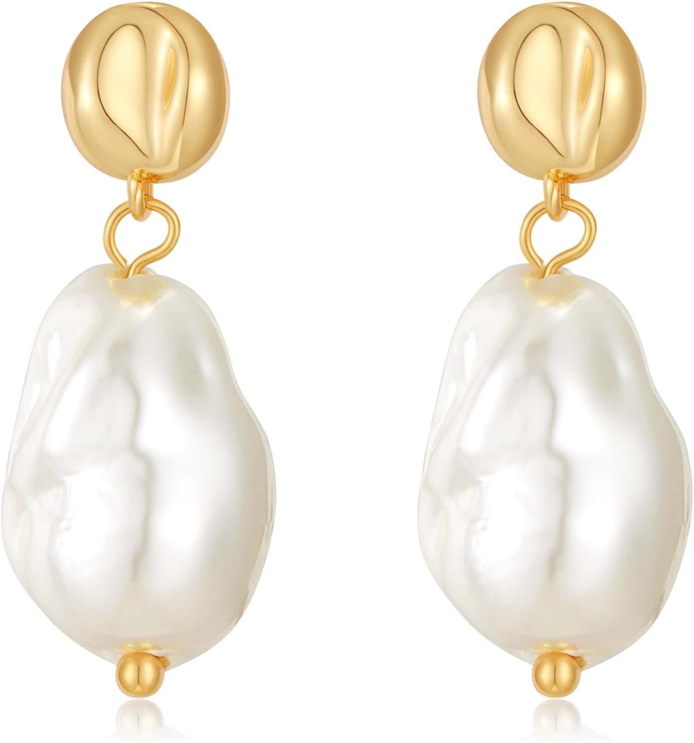 HESSAWELL Gold Silver Baroque Pearl Dangle Earrings Vintage Pearl Dangle Drop Earrings for Women Fashion Jewelry