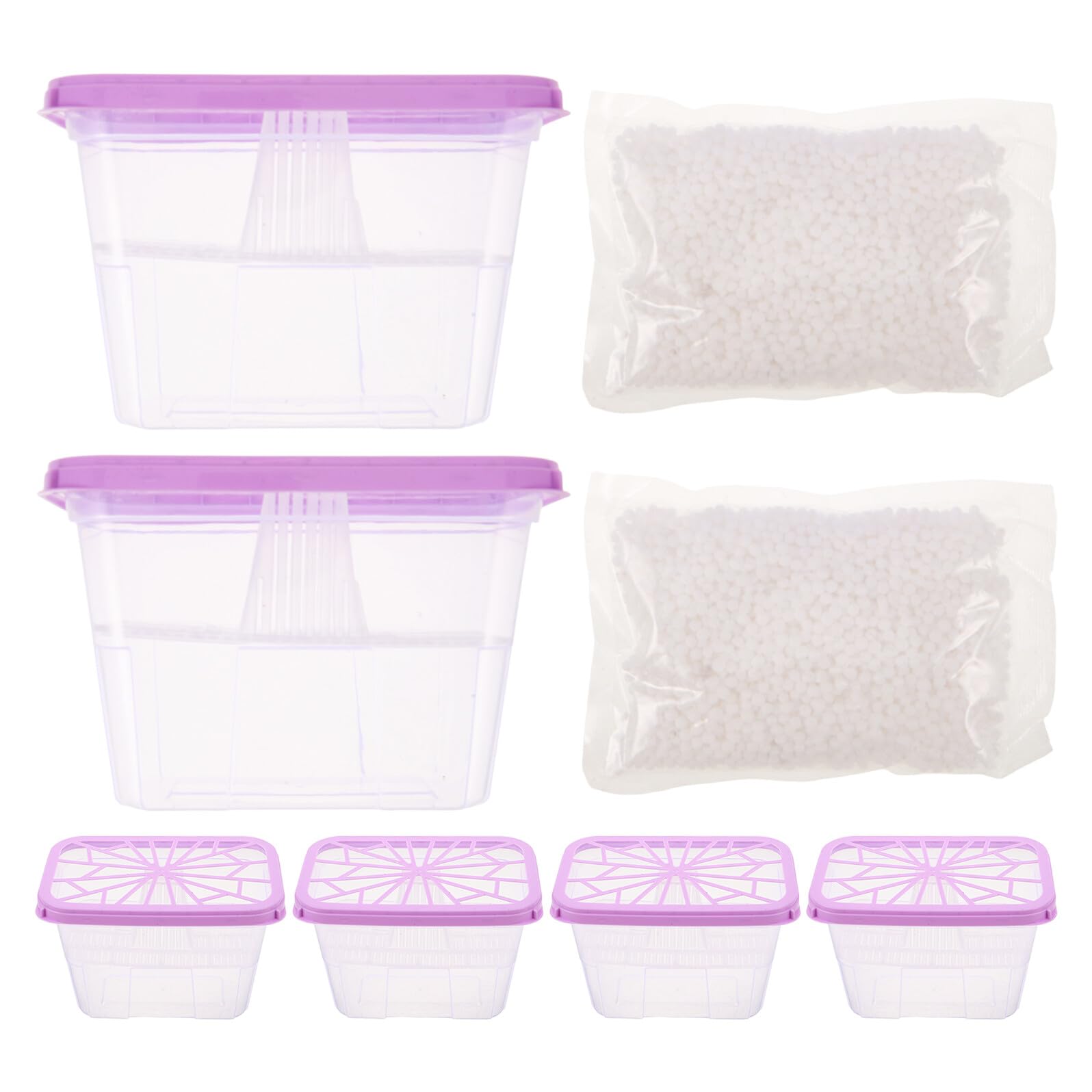 LABRIMP Contenitore Assorbiumidità Riutilizzabile 6 Pezzi con Perle di Ricarica 200g Scatola Compatta per Armadio e Bagno Supporto Plastica per Deumidificatore Ambienti e Guardaroba