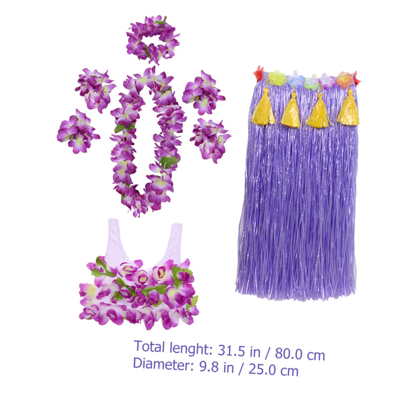 Healvian Juego de 8 Piezas Faldar de Hierba Gruesa Púrpura para Disfraz Hawaiano, Resistente y Decorativo Guirnalda Floral, Adecuado para Fiestas de Disfraces y Luau