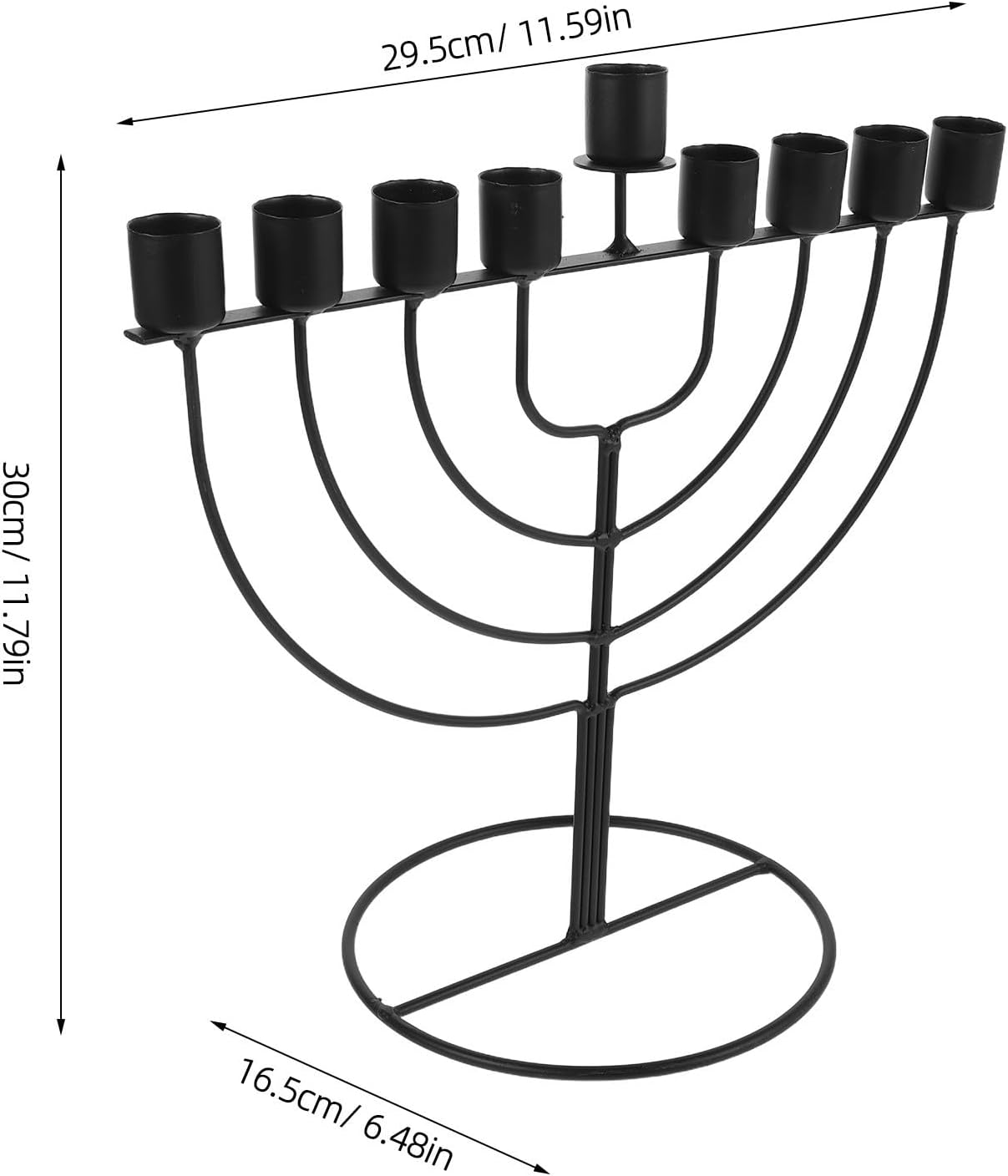 Hanukkah Menorah Candle Holder Xmas 9 Branches Zinc Alloy Black