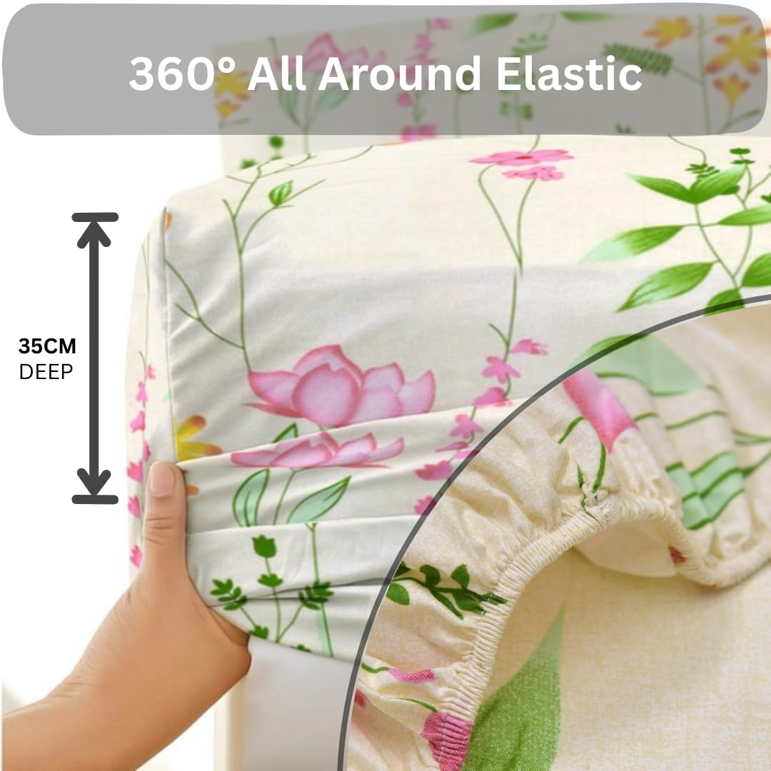 EverSoft Bedding Pack of 2 Super King Fitted Sheets Premium Extra Deep 35cm Pocket Bed Linen Floral Printed Mattress Cover Twin Pack - Image 4
