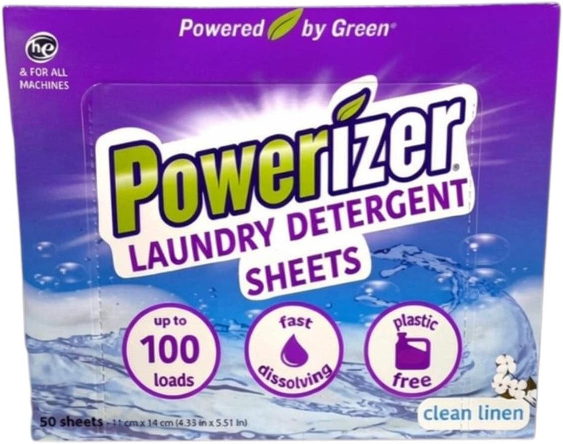 Powerizer Laundry Detergent Sheets - 100 Loads Eco-Friendly No Plastic