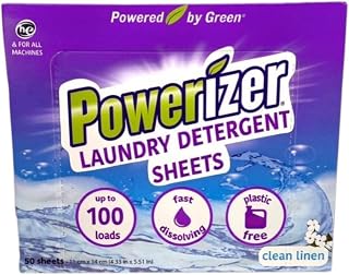 Powerizer Laundry Detergent Sheets - 100 Loads Eco-Friendly No Plastic | Plastic-free eco laundry sheets for sensitive skin home and travel