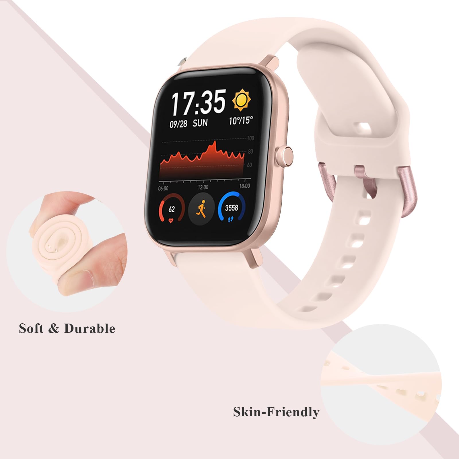 Tobfit Set 3 Cinturini In Silicone Per Amazfit GTS/GTR - 20mm, Sportivi, Regolabili, Multi Colore