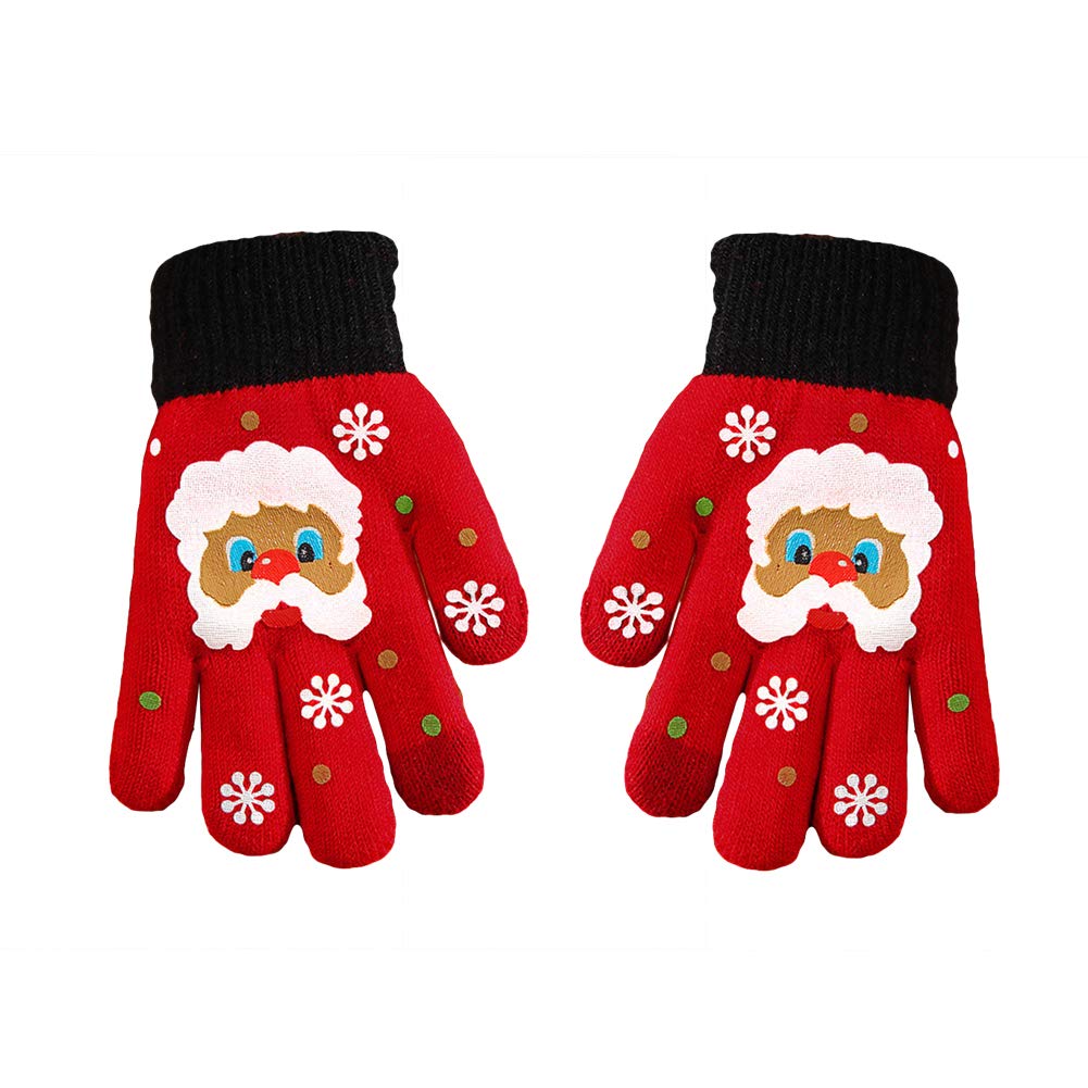 ExhilaraZ Hot New Winter Gloves Kid Adult Santa Claus Touch Screen Full Finger Knitted Gloves Mittens Xmas Gift