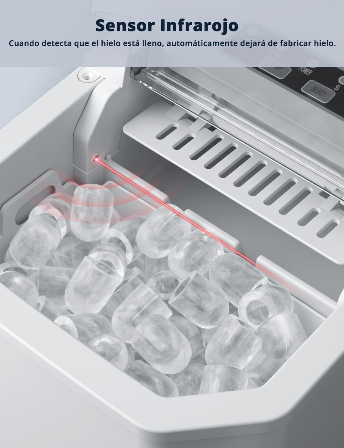 Máquinas para Hacer Hielo, Maquina de Hielo Portátil y Autolimpiante con Mango, Equipado con Hielo Pala de Puede Colocar Boca Abajo, 9 Cubitos Hielo Tipo Balas/6-10 Minutos, 12Kg/24h