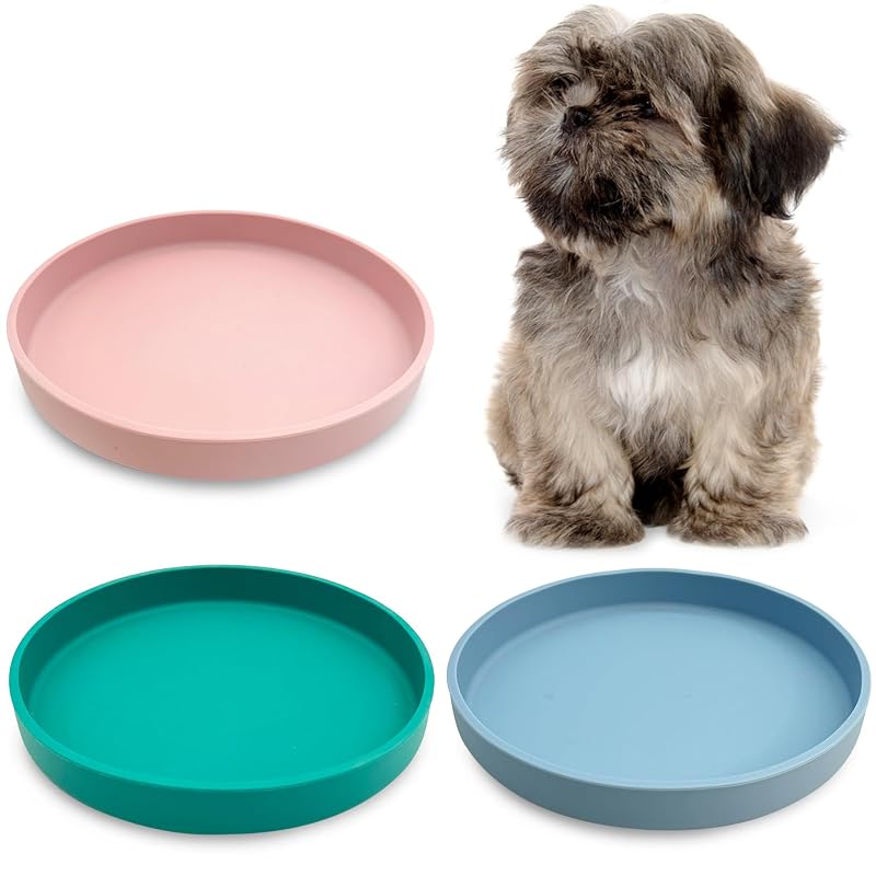 Tigelas Rasas de Silicone para Cães e Gatos Apatal, 3 Cores, 17,78 cm, KA014-BGP
