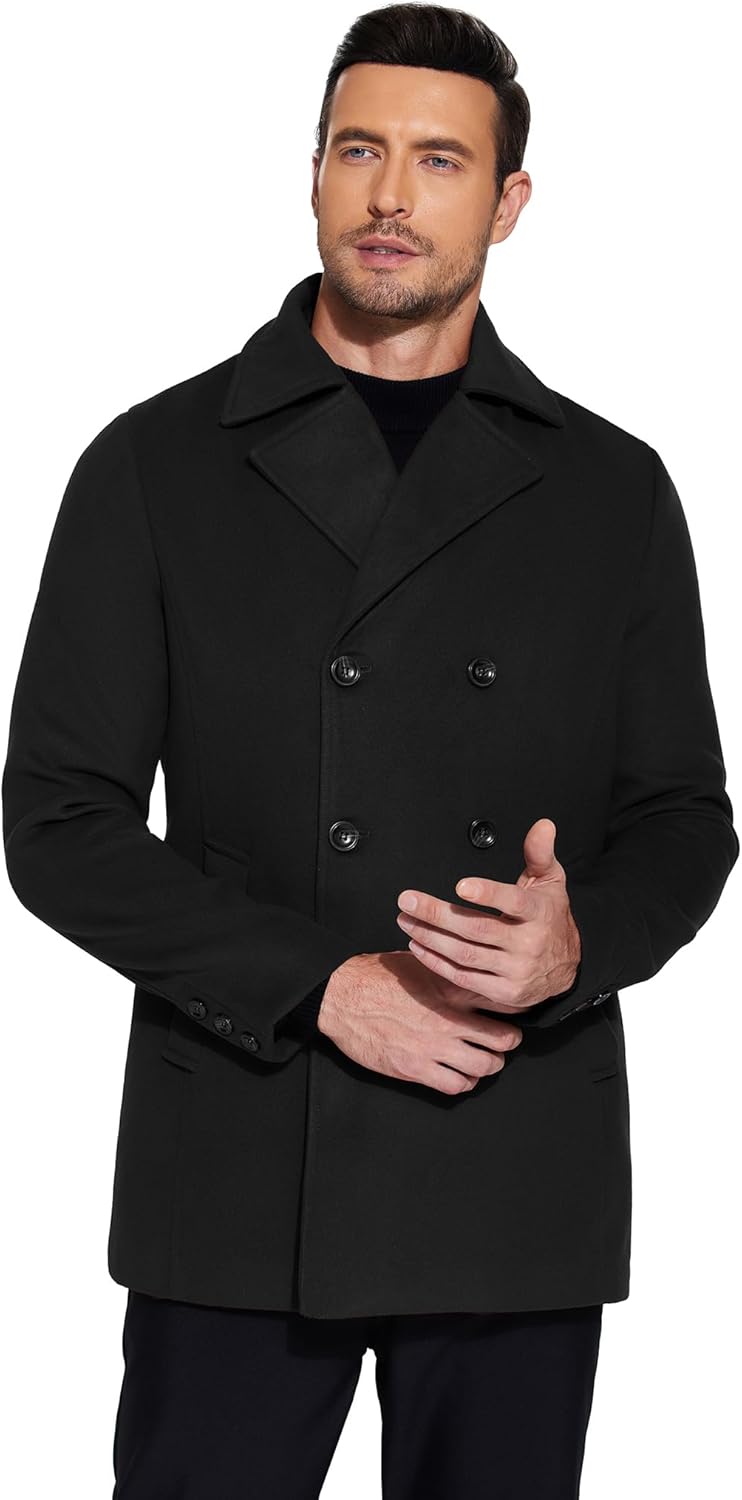 Stylish Black Pea Coat for Men
