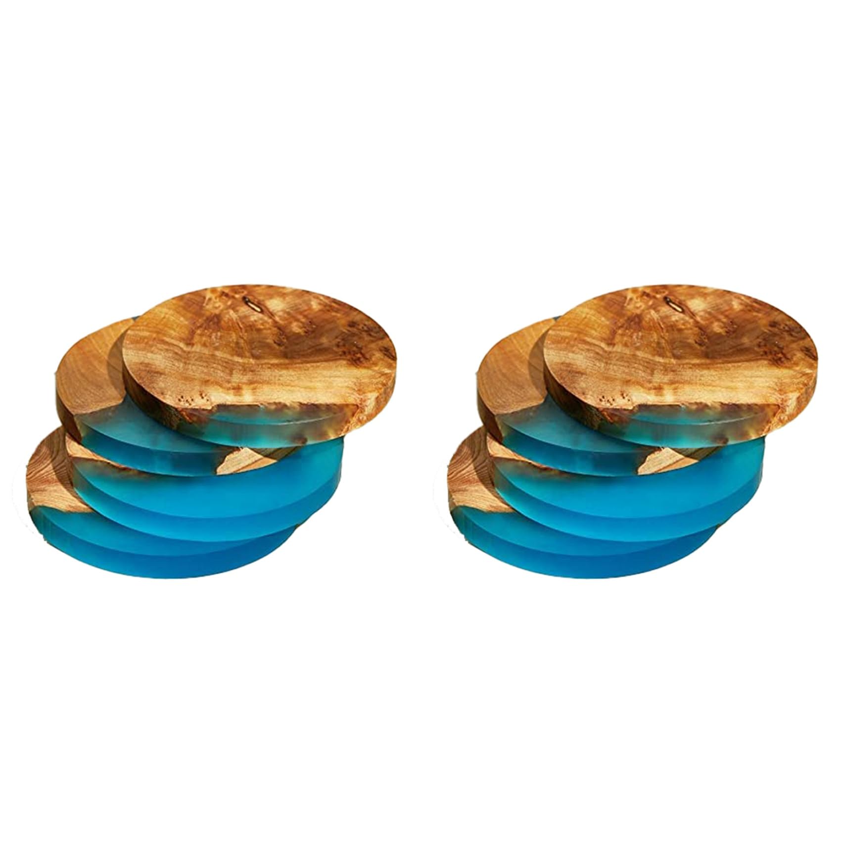 Hndhbfgrt 8 Pack Wooden Coasters with Epoxy Resin, Bar Coaster for Drinks, Modern Coasters for Bar Kitchen Home Apartment