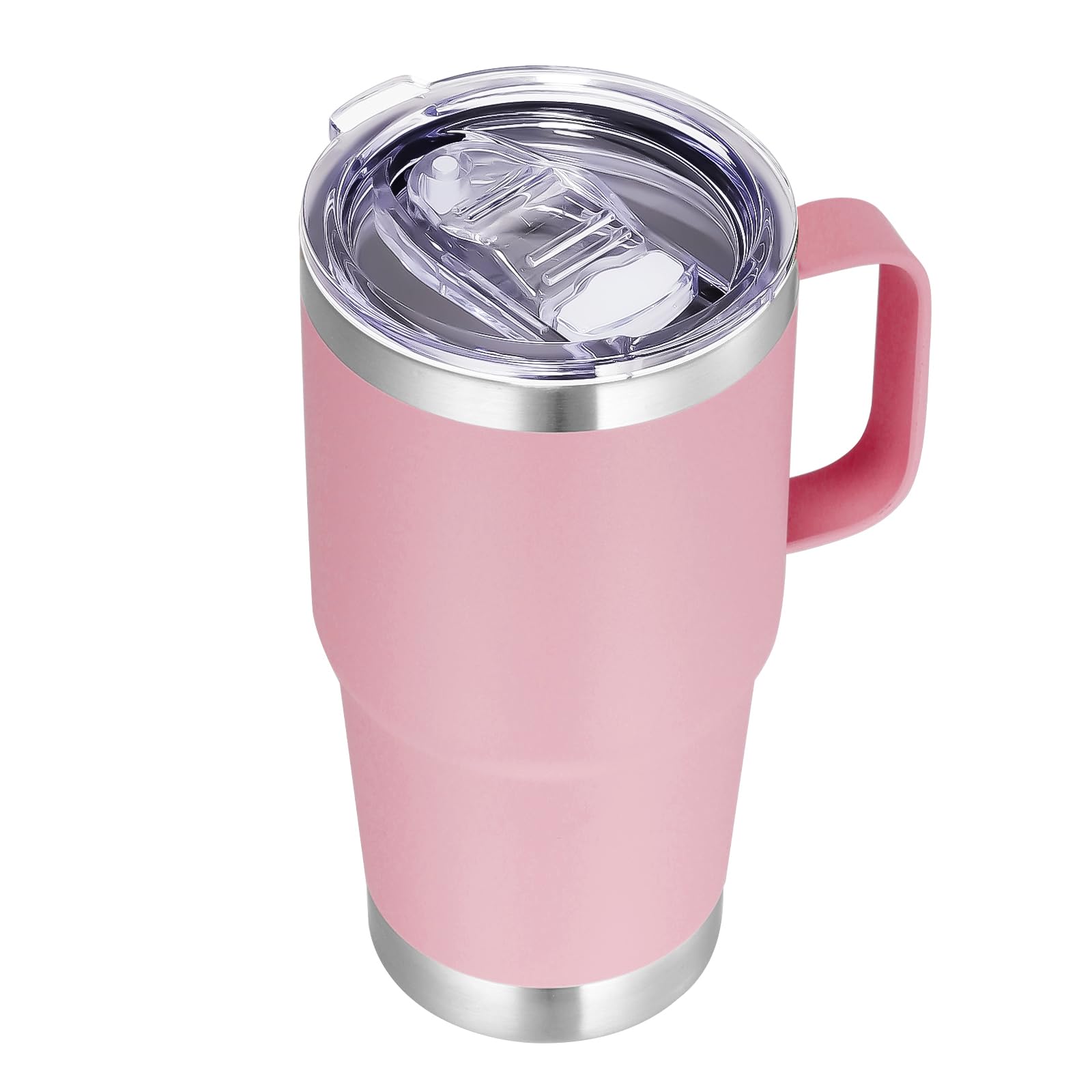 VEGOND 20 oz Tumbler with Handle Lid and Straw, Stainless Steel Insulated Travel Coffee Mug Spill Proof Double Wall Metal Tumbler Cup Keeps Drink Hot and Cold, Pink 1 Pack