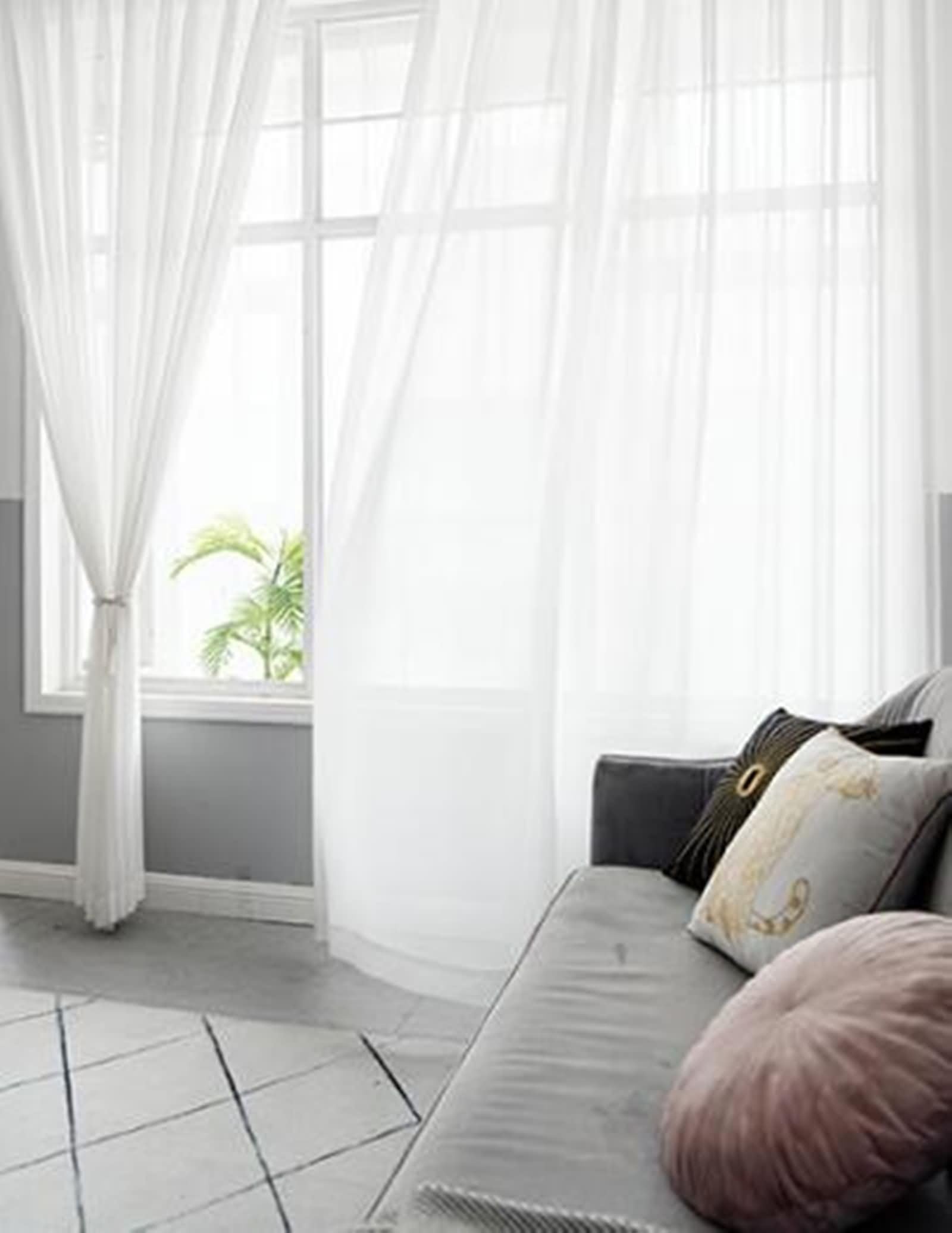 Rideaux Fenetre Voilage, Rideau Boheme Couleur Unie Blanc Voilage Fenetre Vintage Fil Lot de 2 107x244cm