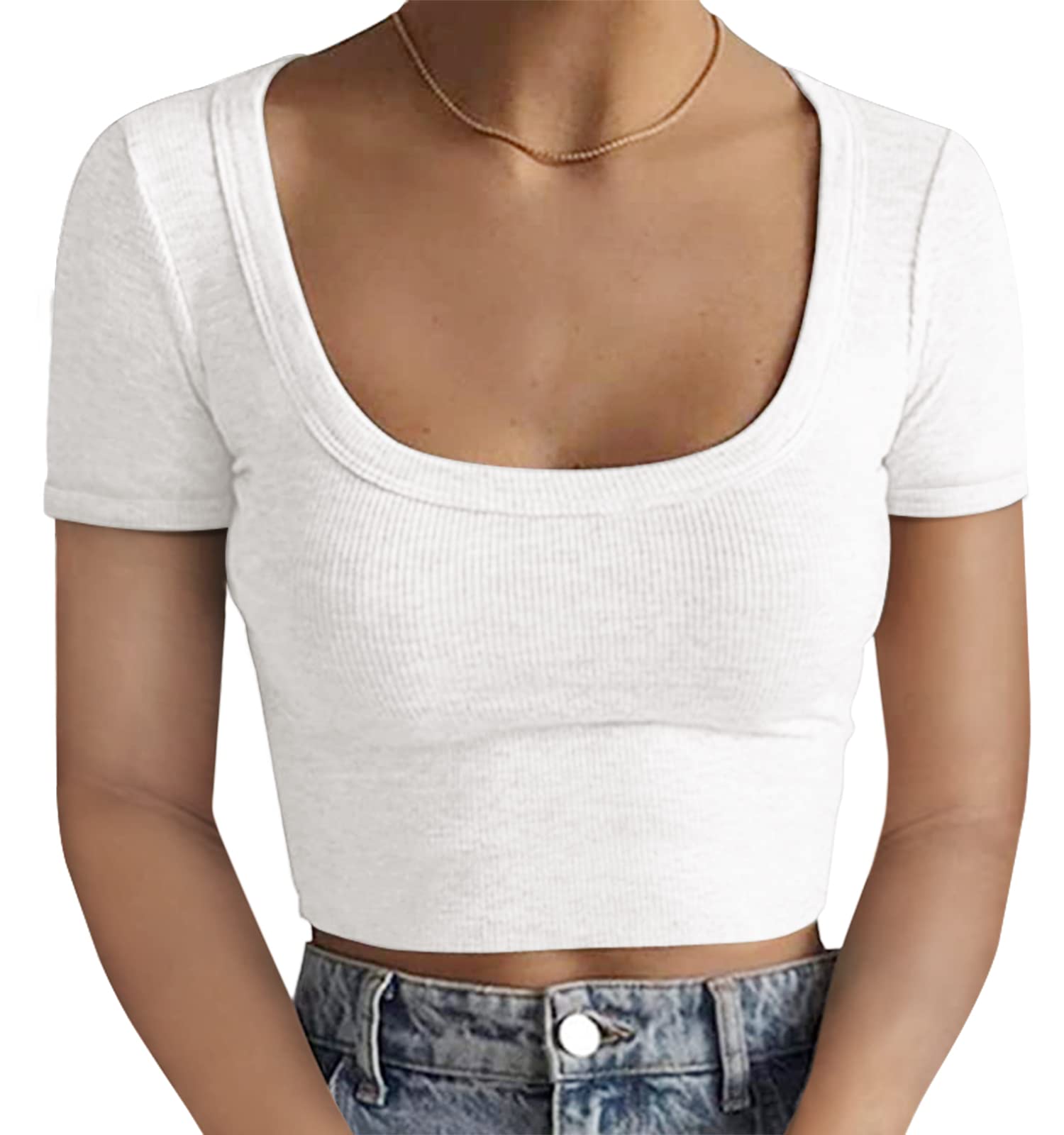 ABKYY2K Crop Tops for Women Summer Sexy Cute Cotton Ribbed Cropped Tank Tops Basic T Shirts