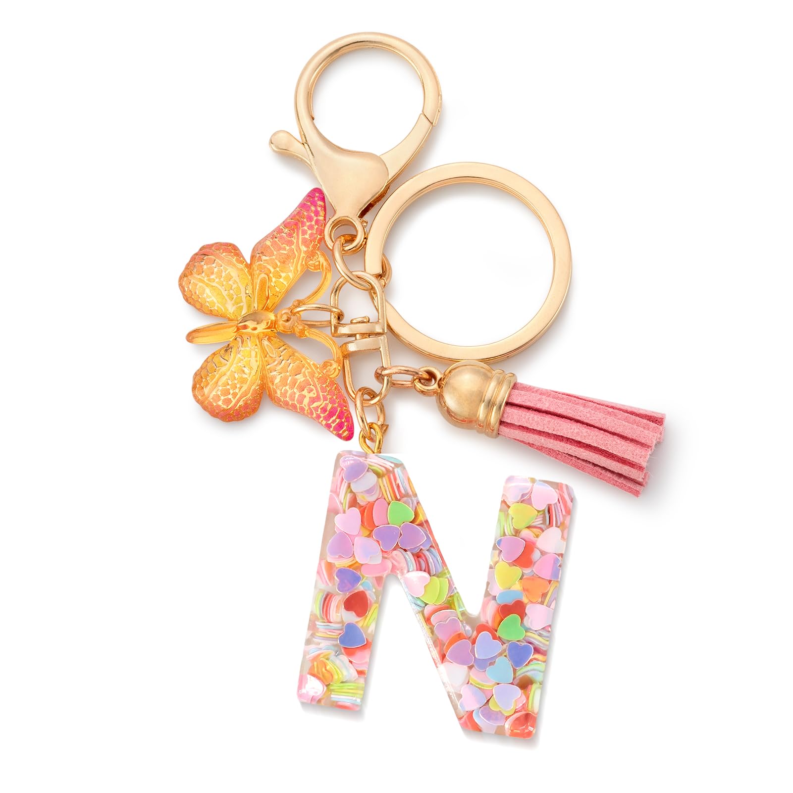 CHUQING Schlüsselanhänger Buchstabe Mädchen Schlüsselanhänger Schmetterling mit Anfangsbuchstabe für Frauen Damen