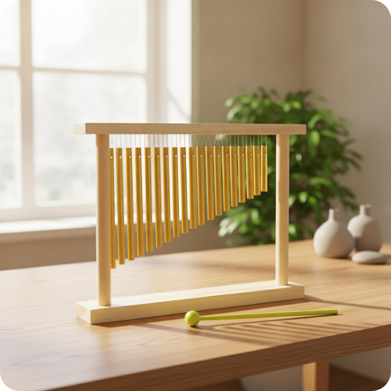Carillon en Aluminium Doré à 20 Tubes Accordés avec Maillet pour Décoration Jardin et Patio