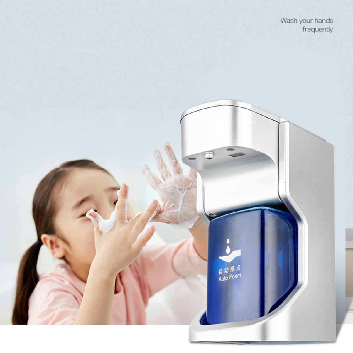 RORPOIR Induction Hand Cleaner for Home Use Material Touchless Dispenser Gentle Soap Machine Silver No Battery Included