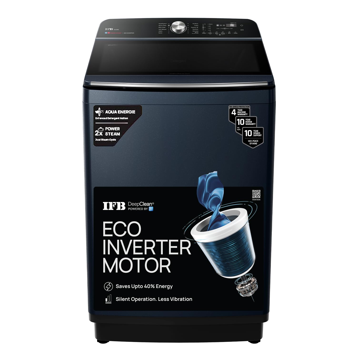 IFB 12 Kg Top Load Washing Machine with dimensions 64D x 62W x 103H Centimeters and 5-star energy rating label
