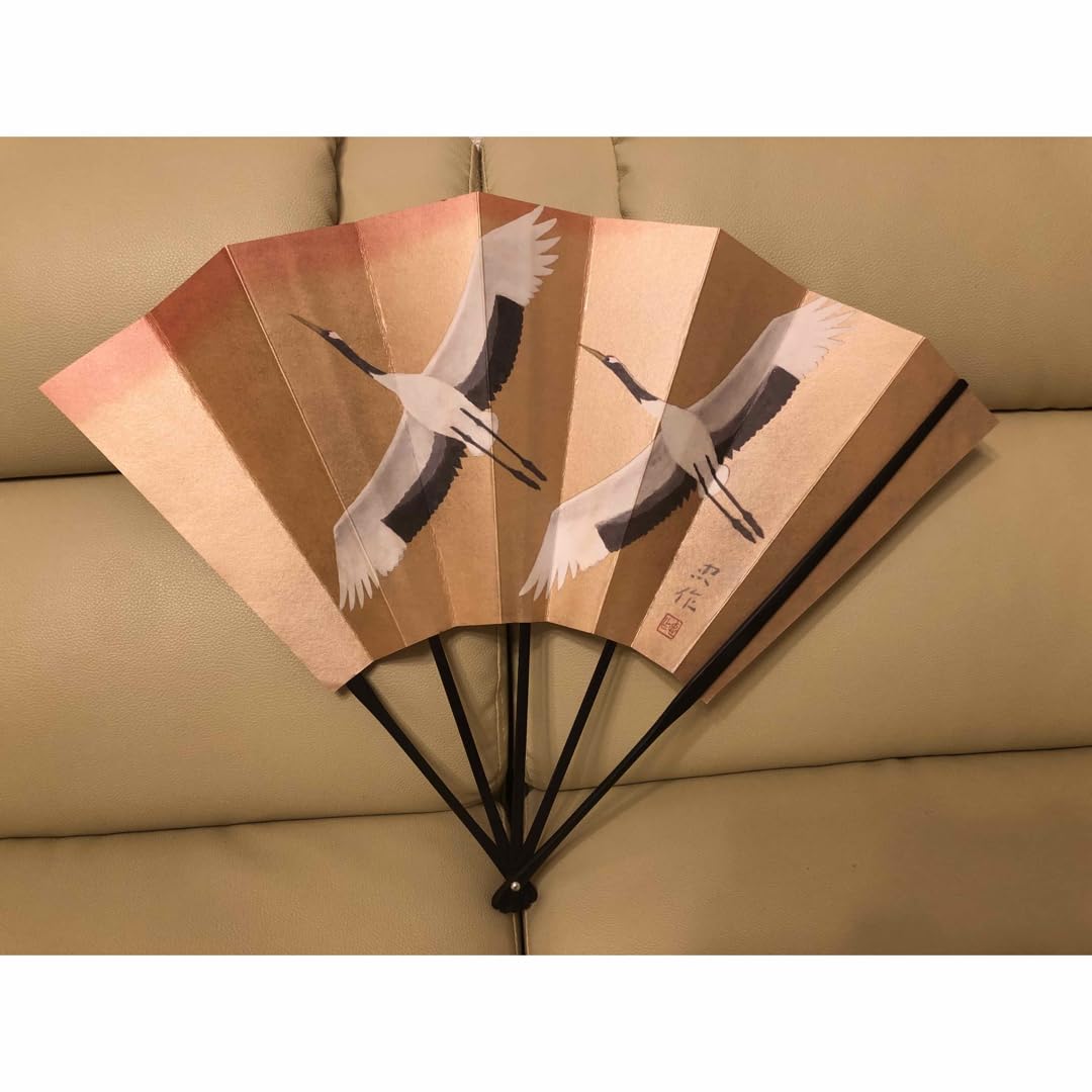 ✨文化勲章受章✨三越 寿扇 朝暉翔鶴 (大山忠作 筆) 寿扇 朝暉翔鶴 大山忠作 先生筆 ✨文化勲章受章✨三越 寿