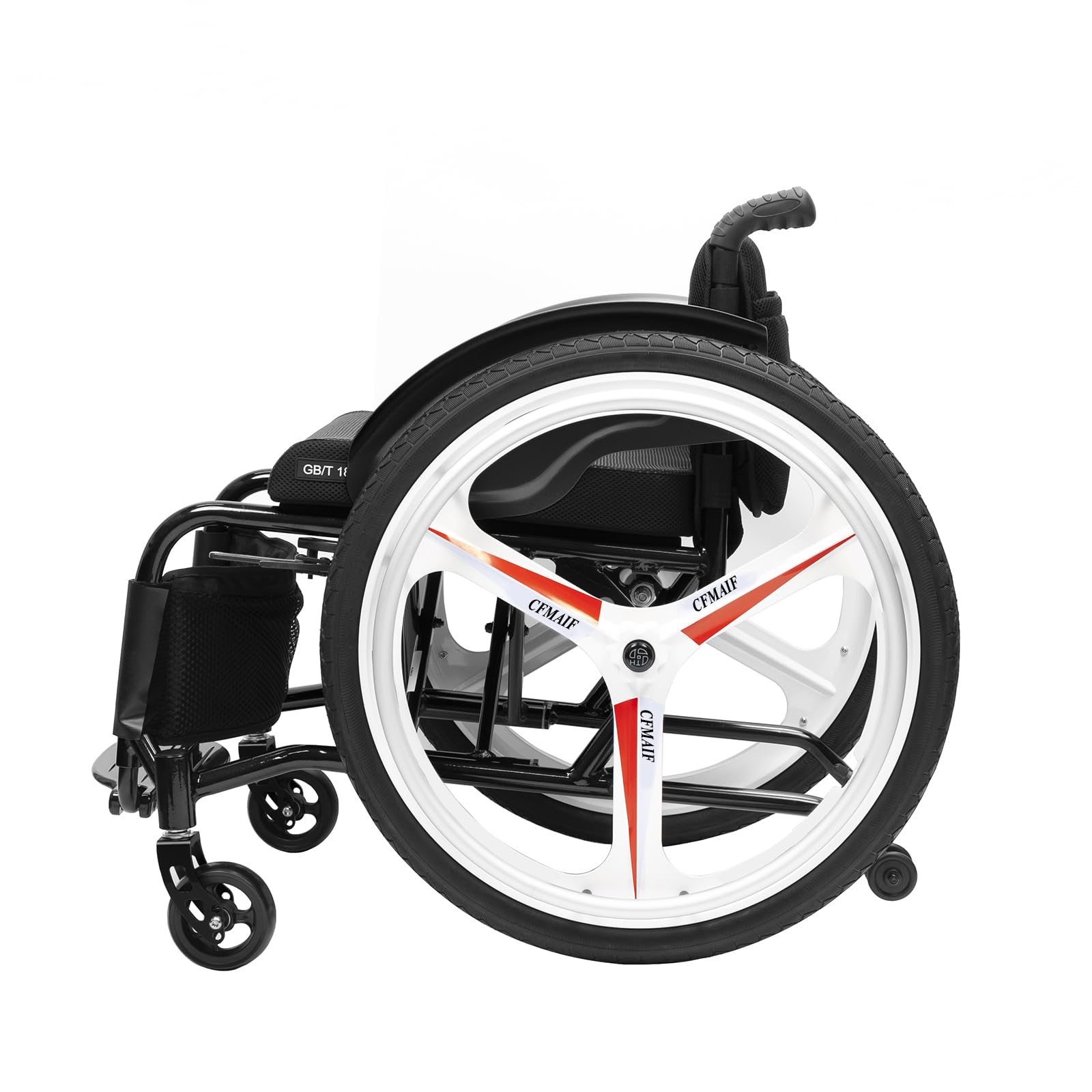 Silla de Ruedas de Transporte de Aluminio, Silla de Ruedas Plegable, Autopropulsable, Frenos de Mano, para Deportes(41cm/16.1in Seat,Black)