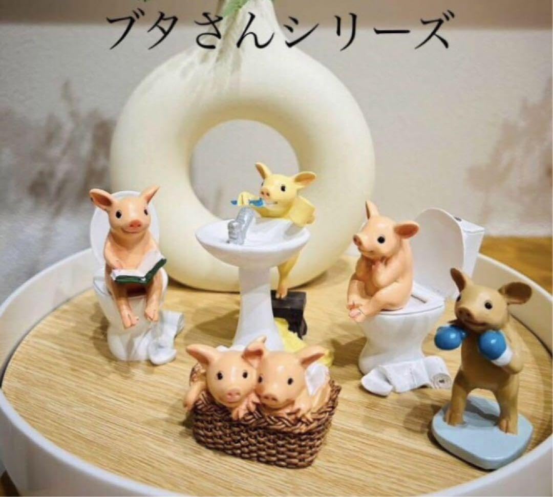 Amazon.co.jp: 歯磨きする豚さん ブタの置物 おもしろ オブジェ