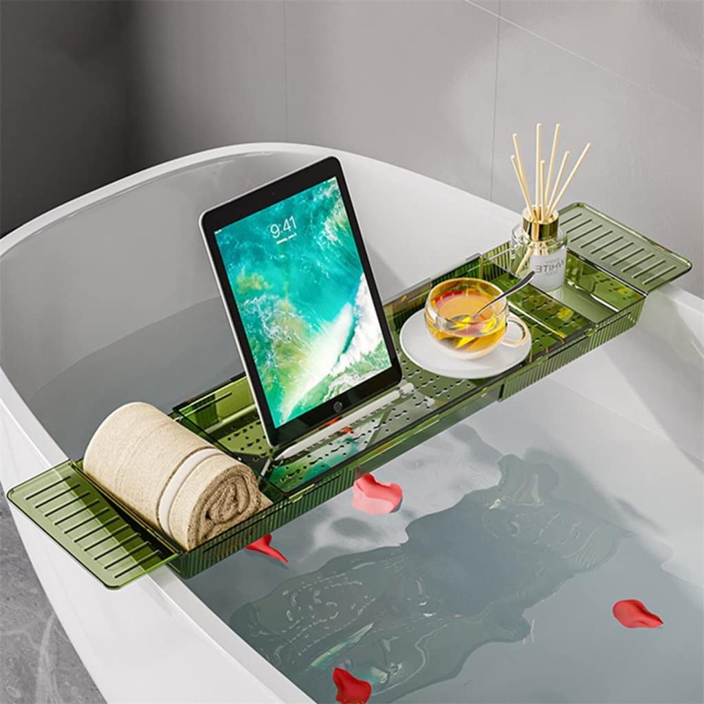 Bandeja extensible para bañera, estante de gran capacidad con drenaje rápido, ideal para relajación y experiencia de spa