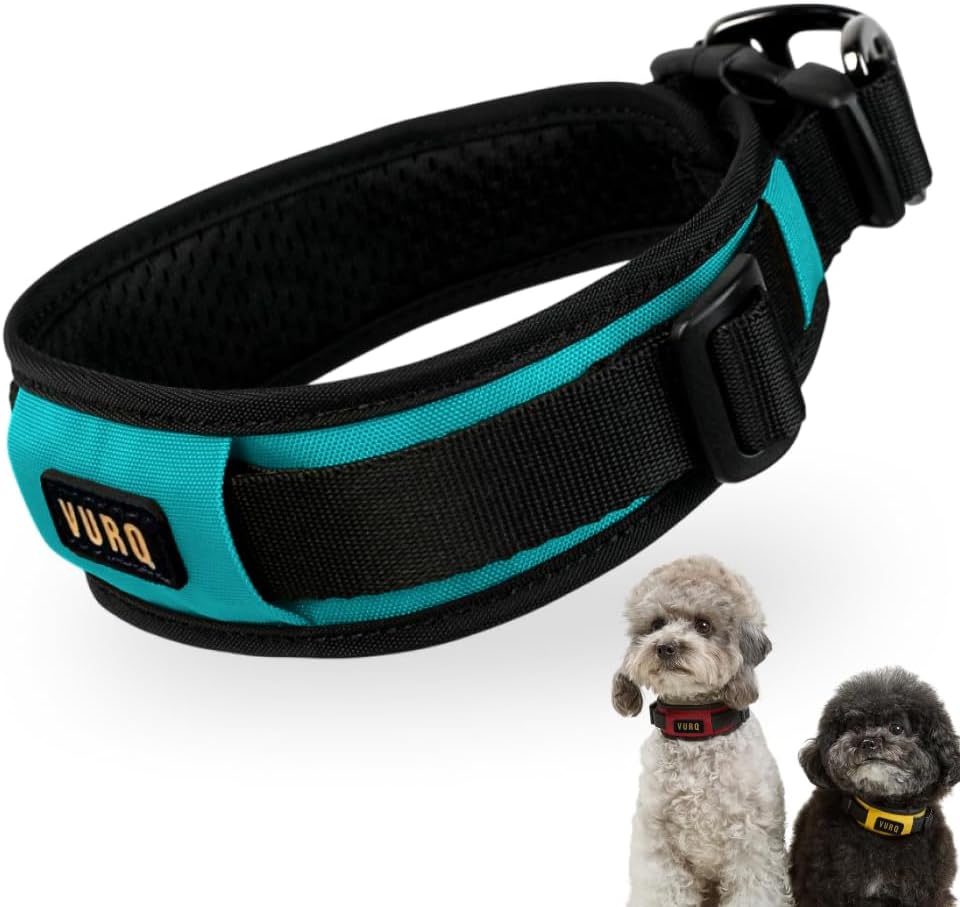 No Pull Dog Collar, Wide Padded Dog Collar, Soft Comfortable Adjustable Dog Collar for Small Medium Large Dogs, VURQ (Black, Extra Large)