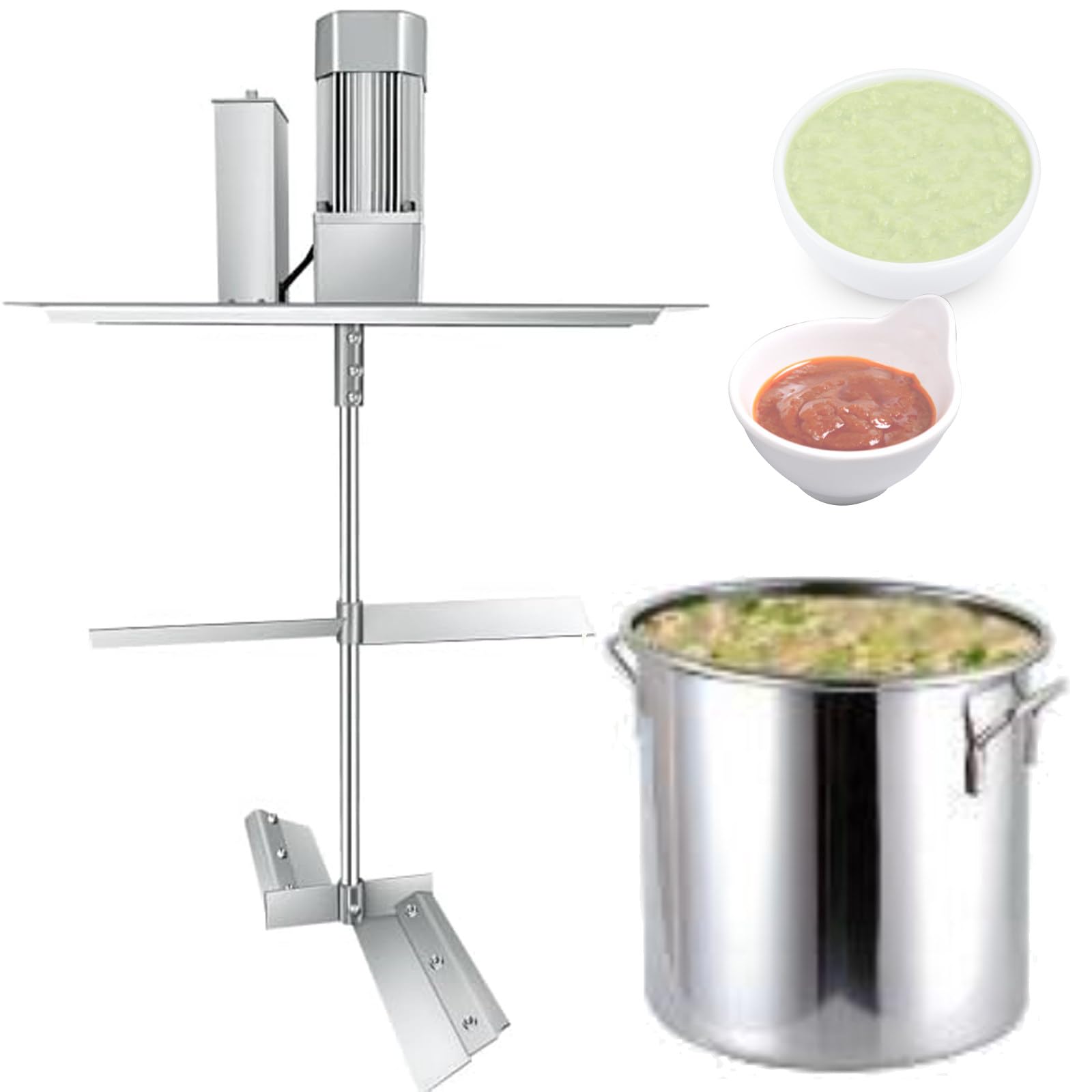 Automatic Food Mixer Hot Pot Seasoning Bottom Soup Sauce Stirrer Machine with Large Capacity Stainless Steel Pot for Hotel Restaurant Food Factory Cooking - Adjustable Stirring Speed,85L