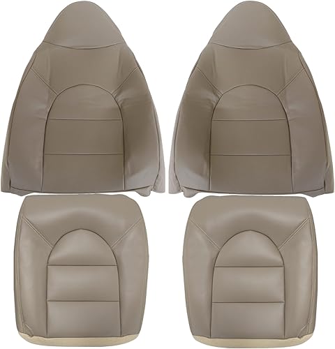 NLQR Fundas de asiento delantero para lado del conductor y del pasajero, color marrón claro, compatibles con Ford F250 F350 F450 F550 Lariat XLT